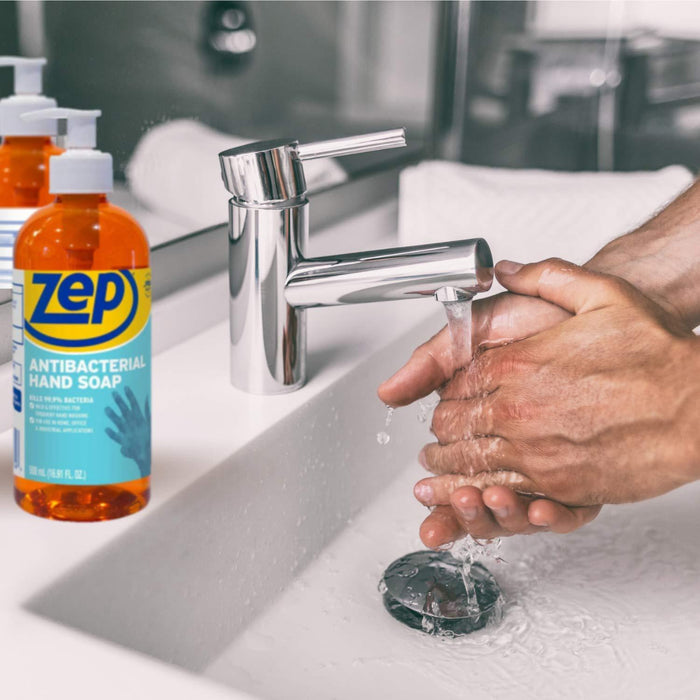 Zep Industrial Antibacterial Hand Soap - 16.9 Ounce (Case of 12) R46124 - Mild Formula, Removes Dirt and Soils From Hands
