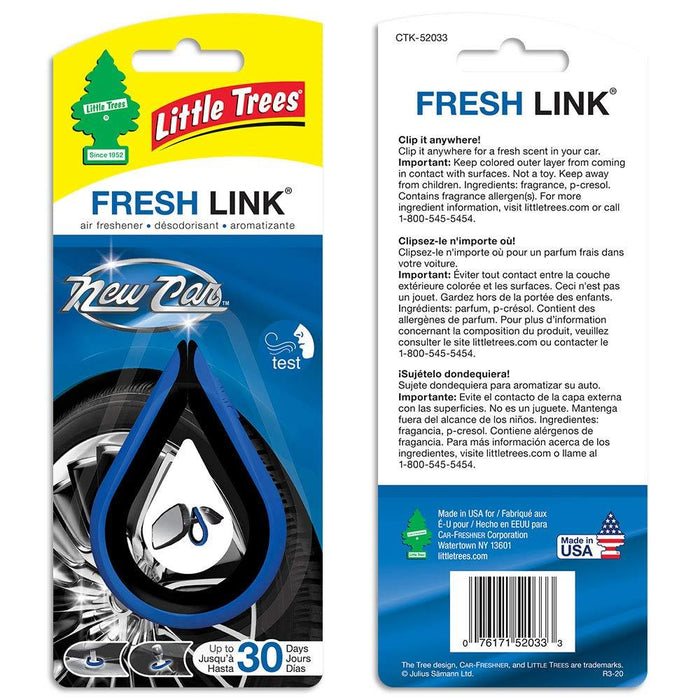 Little Trees - CTK-52033-24-CHPA �Car Air Freshener | Fresh Link Provides a Long-Lasting Scent for Auto or Home | Clips Anywhere CTK-52033-24-AMA | New Car Scent, 4-Pack