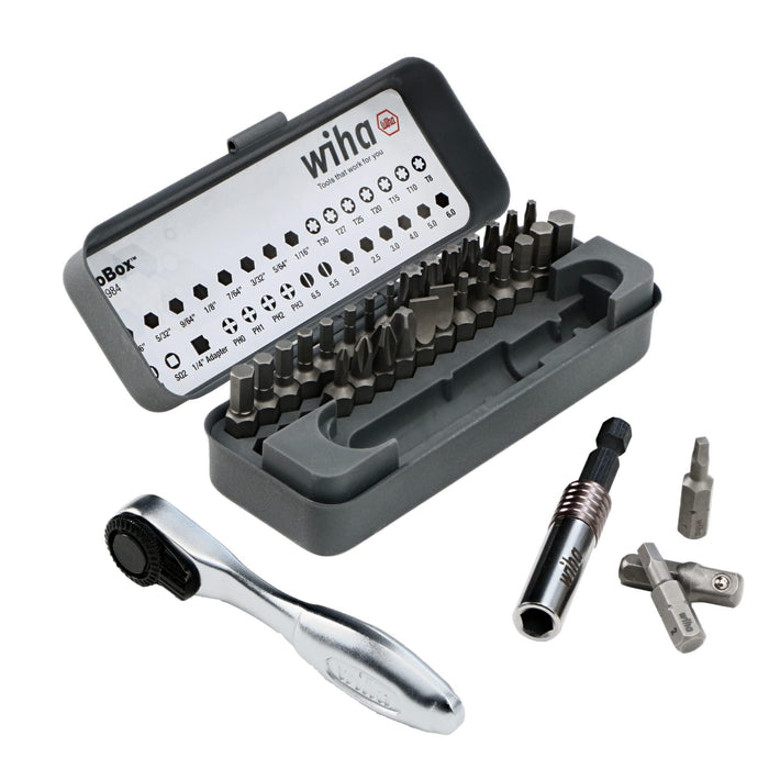 Wiha 32 Piece GoBox Standard Bit Set with Mini Ratchet