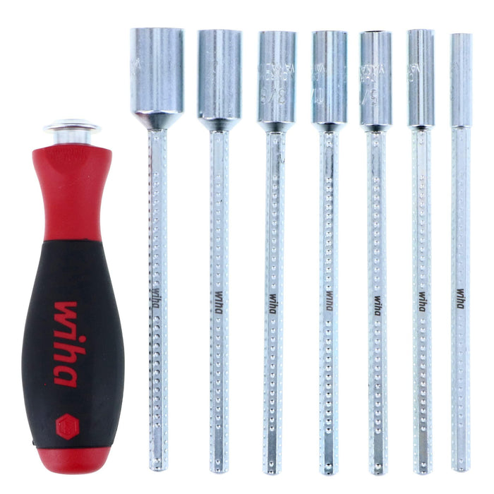 Wiha 28196 Drive-Loc VI Nut Drivers Interchangeable Blade Set in Durable Pouch, 8-Piece