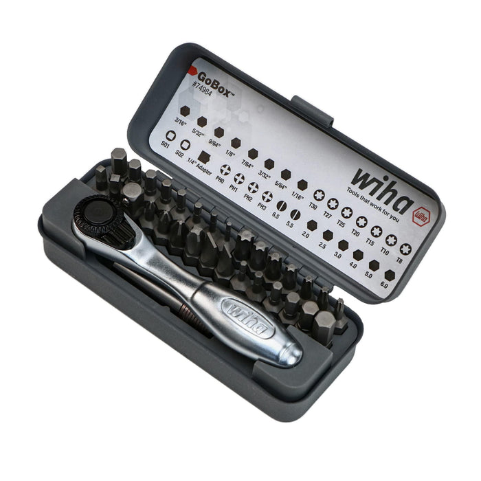 Wiha 32 Piece GoBox Standard Bit Set with Mini Ratchet