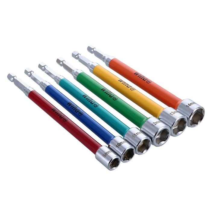Wiha 70487 Color Coded Magnetic Nut Driver Set Metric - 6 Piece (8mm, 10mm, 11mm, 12mm, 13mm, 14mm)