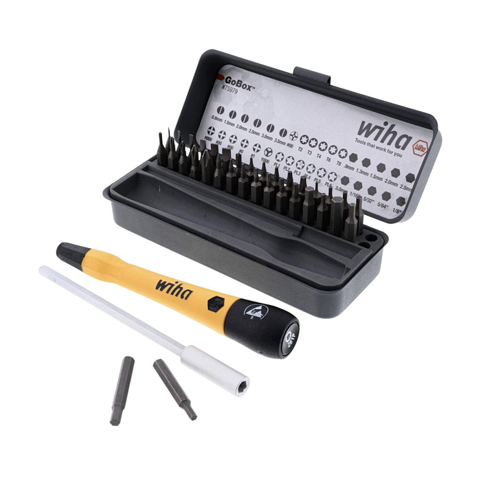 Wiha 36 Piece GoBox Electronics ESD Precision Micro Bit Set