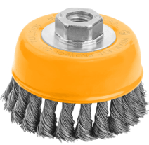 Tolsen 4″ Cup Twist Wire Brush W/Nut (Industrial) Ideal for Removing Rust, Paint and Varnish from Metal Surfaces, Wire Dia: 0.2″