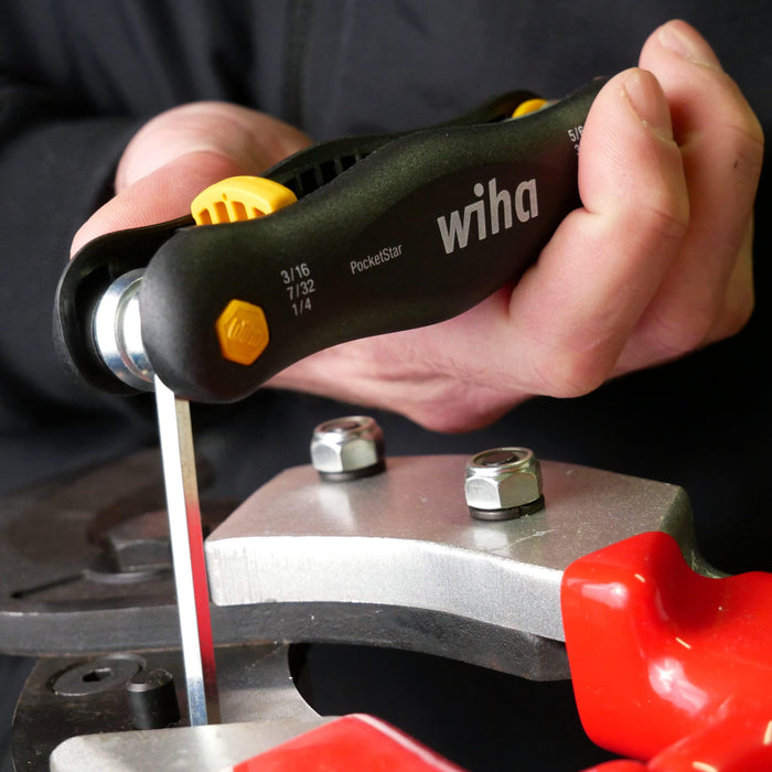 Wiha Inch Pocket Star Fold Up Key Set with Large Ergo Handle, 9-Piece