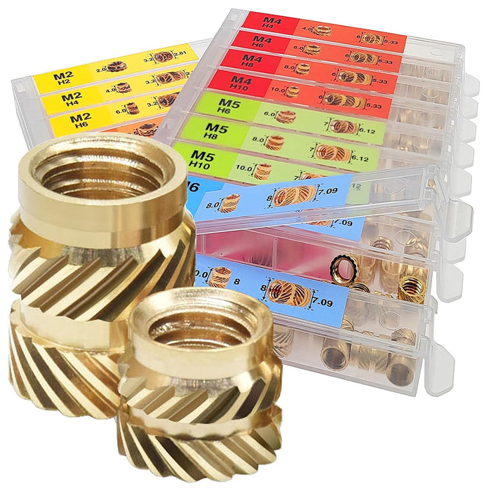 350pcs Metric Threaded Inserts for Plastic Heat Set Threaded Brass Insert Assortment Kit