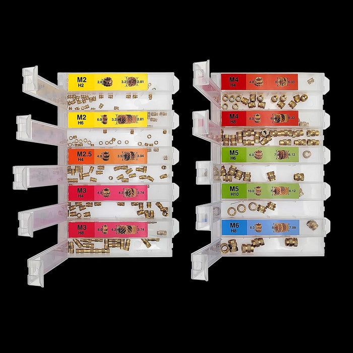 350pcs Metric Threaded Inserts for Plastic Heat Set Threaded Brass Insert Assortment Kit