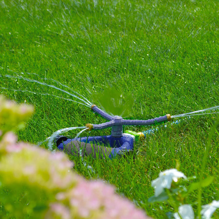 Ray Padula 3-Arm Metal Revolving Whirling Sprinkler on Weighted Wheel Base