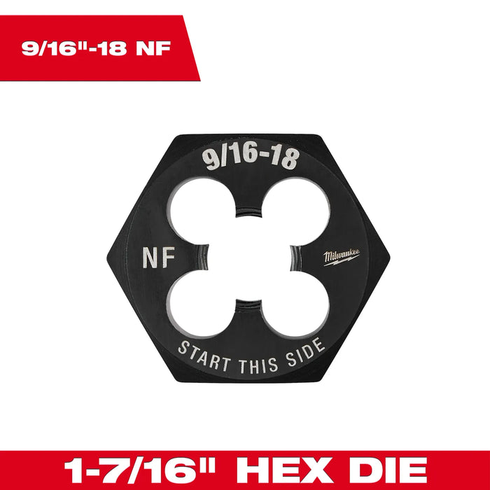 Milwaukee 9/16"-18 NF 1-7/16" Hex Threading Die 49-57-5368