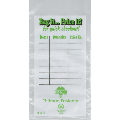 Plastic Clear Fastener Bag 100 pk 4 in. H X 4 in. W X 8 in. L