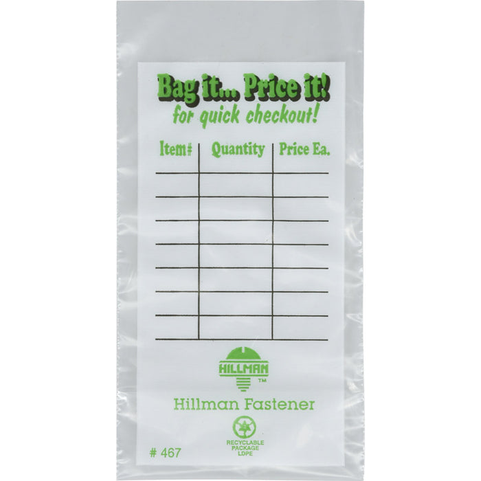 Plastic Clear Fastener Bag 100 pk 4 in. H X 4 in. W X 8 in. L