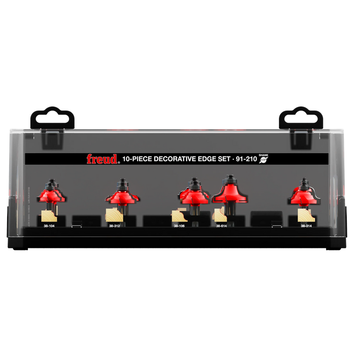 Freud 91-210   10 Piece Decorative Edge Quadra-Cut Router Bit Set