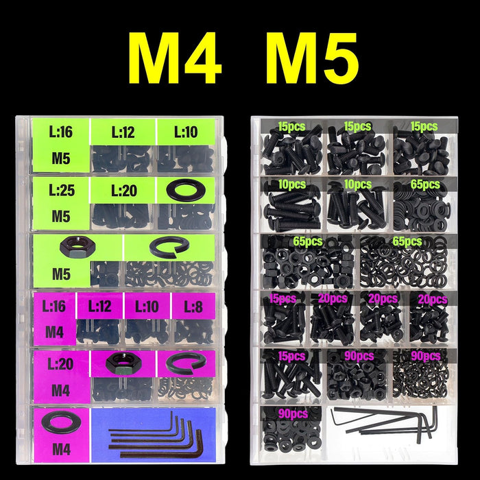 1820 Piece Black Metric Machine Screw Assortment Kit