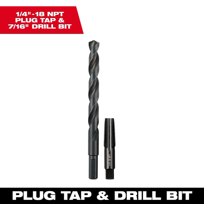 Milwaukee 1/4"-18 NPT Straight Flute Plug Tap & 7/16" Drill Bit 49-57-5591