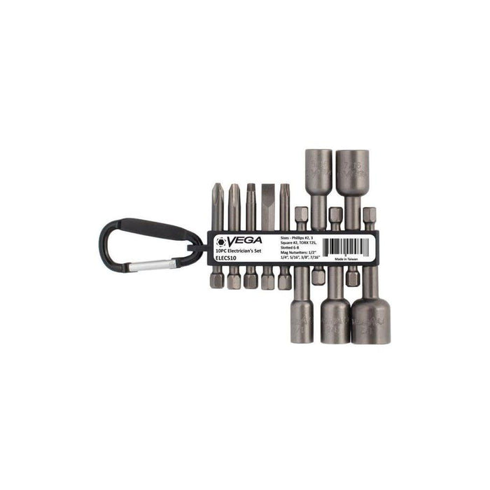 Vega Electricians Utility Set 10pc with Carabiner Holder