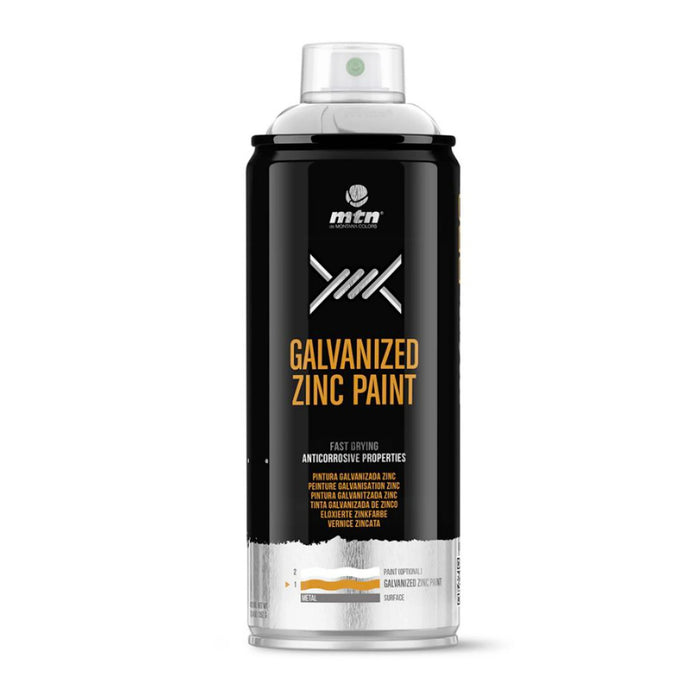MTN PRO Galvanized Zinc Spray Paint - Cold Galvanized, Matte Zinc 98%