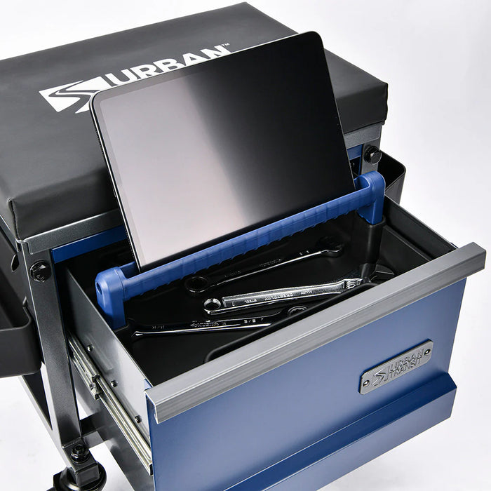 SIDEKICK SHOP STOOL with Tool Drawer Padded Seat, Pro-Glide Casters and 500lb Capacity