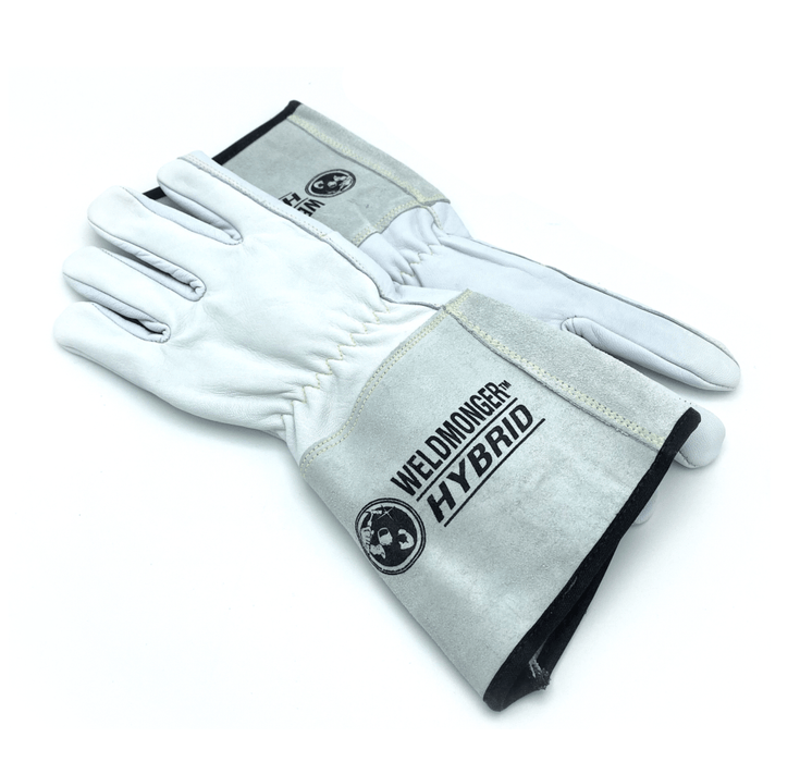 Weldmonger® Hybrid TIG/MIG Welding Gloves - White/Gray 4" Cuff