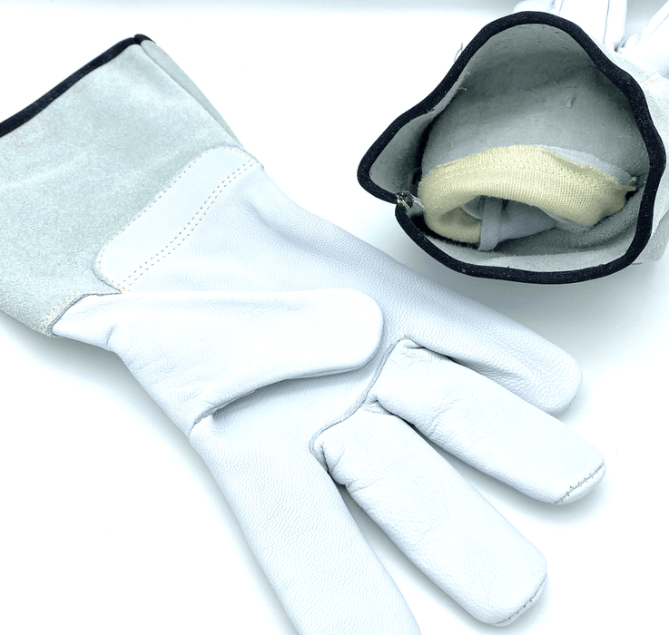 Weldmonger® Hybrid TIG/MIG Welding Gloves - White/Gray 4" Cuff