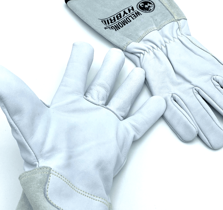 Weldmonger® Hybrid TIG/MIG Welding Gloves - White/Gray 4" Cuff