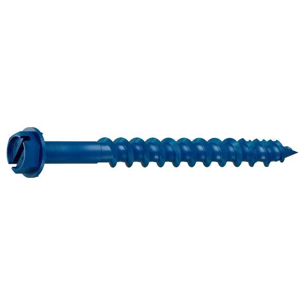 Tapcon 3/16-inch x 1-3/4-inch Climaseal Blue Slotted Hex Head Concrete Screw Anchors With Drill Bit - 100 pcs