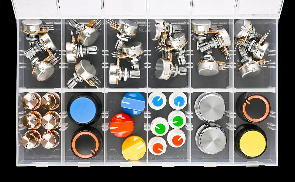 75pcs Potentiometer kit with Rotary knobs 1k 5k 10k 20k 50k 100k