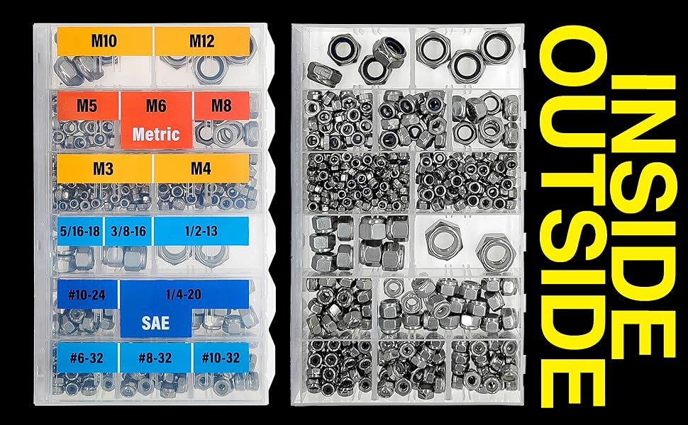 444 pcs Lock Nuts Assortment Stainless Steel 304 Metric locknut