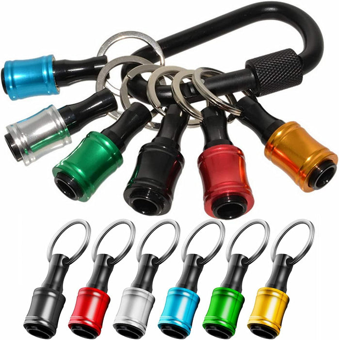 Bit Holder Caddy 1/4 inch Hex Shank Bit Holder Aluminum Alloy 6 piece/colors  Locking Carabiner