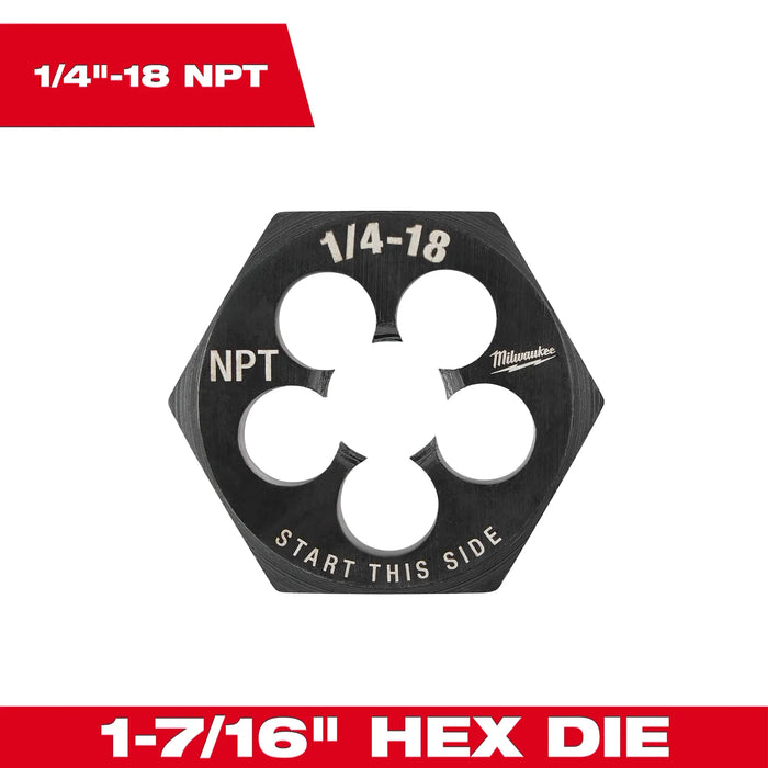 Milwukee 1/4"-18 NPT 1-7/16" Hex Threading Die 49-57-5391