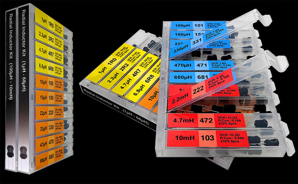 160 Pcs 20 Types Inductors 1uH to 10 mH DIP Radial Power Choke Inductors Assortment Kit