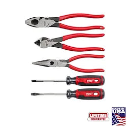 Milwaukee "5PC Dipped Grip Cutting Pliers & Cushion Grip Screwdrivers Set (USA) " MT500-5