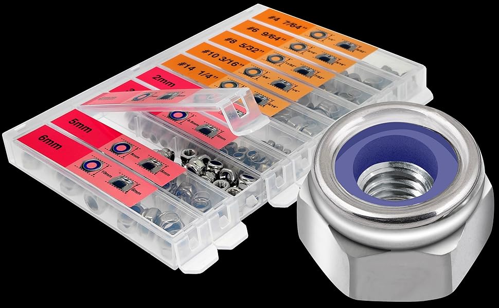 180 pcs SS Lock Nut Assortment Metric and Imperial Nuts