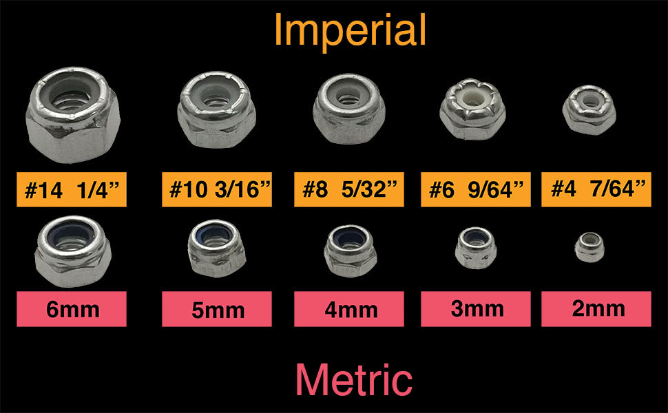 180 pcs SS Lock Nut Assortment Metric and Imperial Nuts