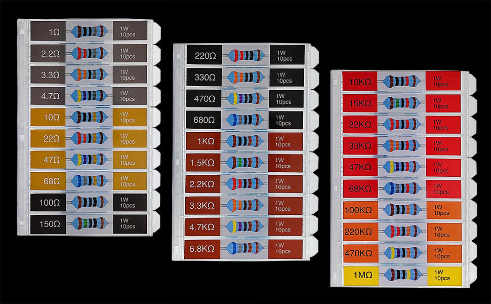 300pcs 1W 30 Types Metal Film Resistor Assortment Kit  for Led Lights