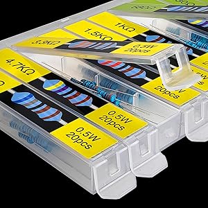 600pcs 1/2W 30 Types Metal Film Resistor Assortment Kit for Led Lights  1 Ohm-1M Ohm with 1%