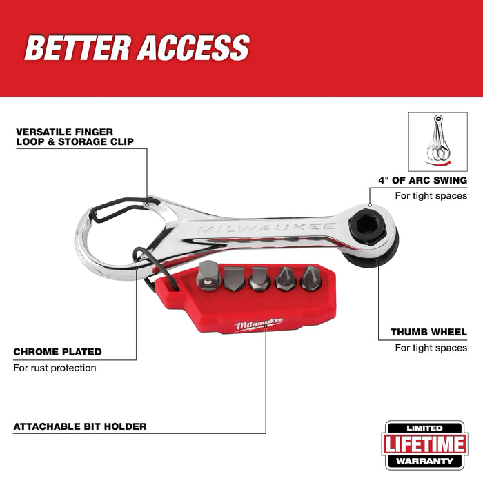 Milwaukee 7-in-1 Multi-Bit Mini Ratchet 48-22-2950