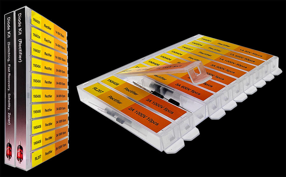 250 pcs 16 Types  Diode Assortment Kit Contains Rectifier Fast Recovery Schottky