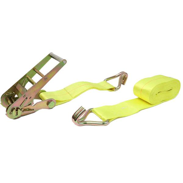 4” X 30’ - Boxer Pro Series 4 Inch Ratchet Strap Twin J Hooks 16,200lbs MADE IN THE U.S.A. DOT/CHP RATED – WORKING LOAD LIMIT: 5,400 LBS