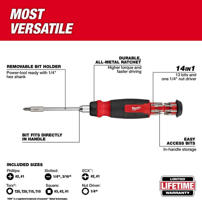 14-in-1 and 8-in-1 Compact Ratcheting Multi-Bit Screwdriver