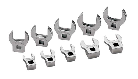 Crowfoot Wrench Set, 3/8in. Drive, Open End, SAE, 10 Pieces - JHWWSBCO-10