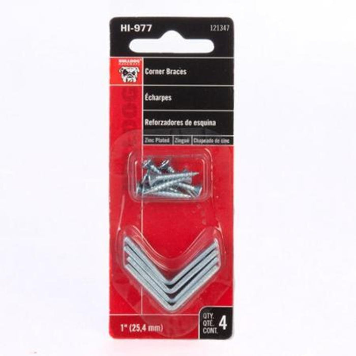 Bulldog Hardware 1 in. Corner Brace Zinc Plated Steel (4 Pack)