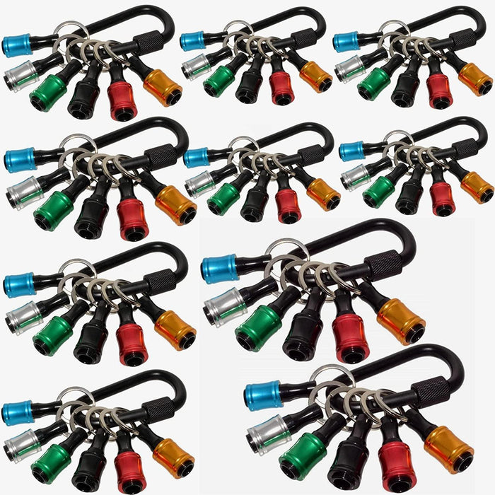 Bit Holder Caddy 1/4 inch Hex Shank Bit Holder Aluminum Alloy 6 piece/colors  Locking Carabiner