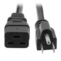 C19 to NEMA 5-15P Power Cord, Black, SJT, 14 AWG, 3 Conductor, 3 foot