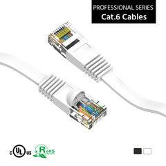 Cat6 White Flat Ethernet Patch Cable, 32 AWG, 25 foot