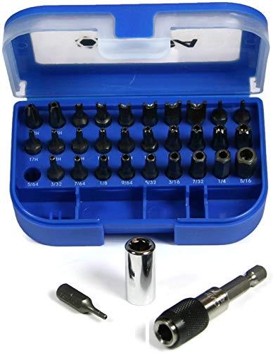 Vega V32-1TP 32 Piece Tamper Proof Screwdriver Bit Set - Torx, Spanner, Phillips & Hex with Pin