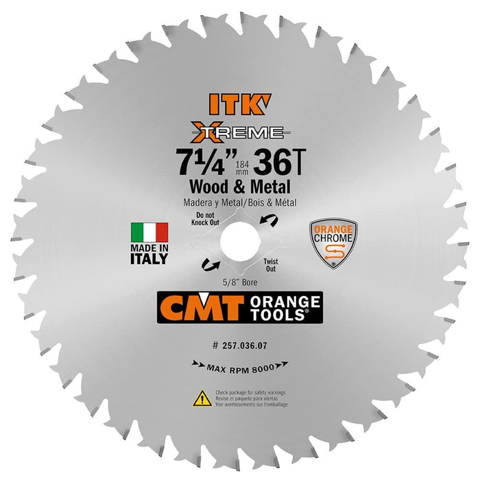 CMT ORANGE TOOLS 257.036.07 WOOD & METAL ITK 7-1/4 - T36