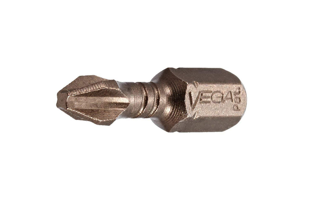 VEGA #2 Phillips Impact Driver Bits. Impactech Professional Grade Impact Ready #2 Phillip 1" Bits. (Pack of 10) P125P2A-10