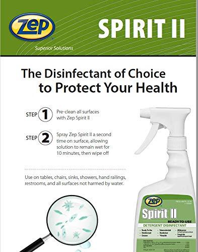 Zep Spirit Ii Germicidal Disinfectant Cleaner - 32 Ounces (Case Of 12) 67909 - Powerful Detergent System Quickly Cuts Through Grease And Heavy Soil To Allow For Easy Wiping
