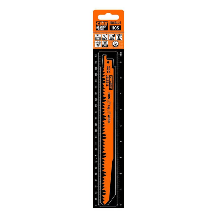 CMT JS1531L-5 5 TPI HCS Reciprocating Saw Blades for Wood (5 Pack), 8-1/2"