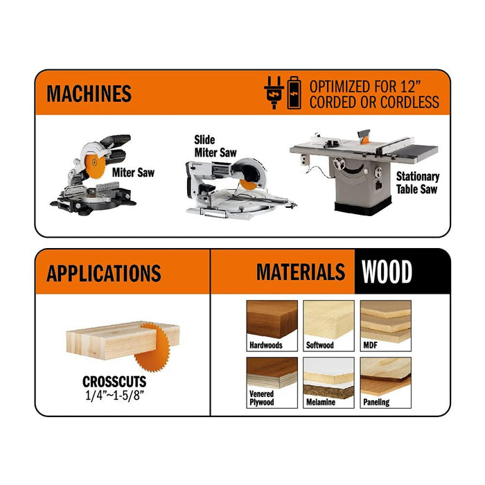 CMT 255.096.12 ITK Industrial Fine Finish Saw Blade, 12-Inch x 96 Teeth 40° ATB Grind with 1-Inch Bore
